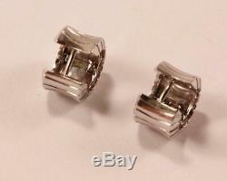 Roberto Coin 18k White Gold Small Wide Weighty Hoop Huggie Cuff Earrings