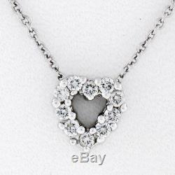 Roberto Coin 18k White Gold Tiny Treasures Round Diamond Heart Pendant Necklace