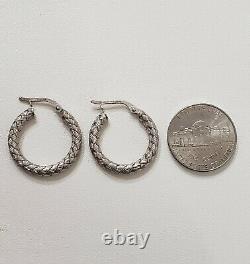 Roberto Coin 18k White Gold Woven Round Hoop Earrings