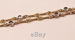 Roberto Coin 18k Y/w Gold Dog Bone Chain 7-station Diamond Necklace, 15.75 Inch