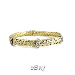 Roberto Coin 18k Yellow Gold. 48tcw Silk Weave 3 Diamond Station Bracelet