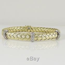 Roberto Coin 18k Yellow Gold. 48tcw Silk Weave 3 Diamond Station Bracelet