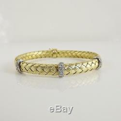 Roberto Coin 18k Yellow Gold. 48tcw Silk Weave 3 Diamond Station Bracelet