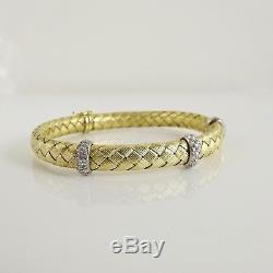 Roberto Coin 18k Yellow Gold. 48tcw Silk Weave 3 Diamond Station Bracelet