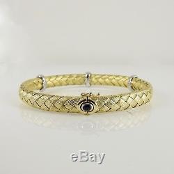 Roberto Coin 18k Yellow Gold. 48tcw Silk Weave 3 Diamond Station Bracelet