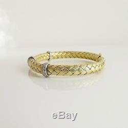 Roberto Coin 18k Yellow Gold. 48tcw Silk Weave 3 Diamond Station Bracelet