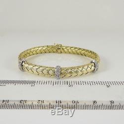 Roberto Coin 18k Yellow Gold. 48tcw Silk Weave 3 Diamond Station Bracelet