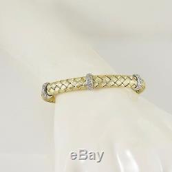 Roberto Coin 18k Yellow Gold. 48tcw Silk Weave 3 Diamond Station Bracelet