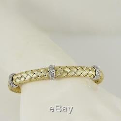 Roberto Coin 18k Yellow Gold. 48tcw Silk Weave 3 Diamond Station Bracelet