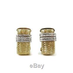 Roberto Coin 18k Yellow Gold. 60tcw 4-row Diamond Silk Weave Earrings