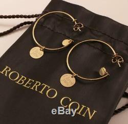 Roberto Coin 18k Yellow Gold Disc I Love You Hoop Drop Dangle Earrings