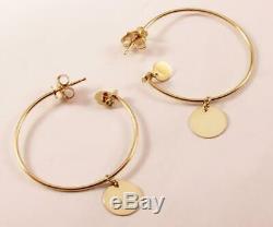 Roberto Coin 18k Yellow Gold Disc I Love You Hoop Drop Dangle Earrings