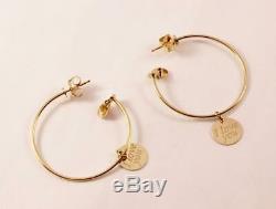 Roberto Coin 18k Yellow Gold Disc I Love You Hoop Drop Dangle Earrings