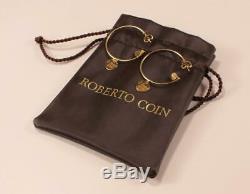 Roberto Coin 18k Yellow Gold Disc I Love You Hoop Drop Dangle Earrings