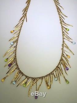 Roberto Coin 18k Yellow Gold Necklace WithFringes & Briolette Gemstone Signed