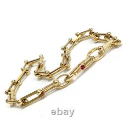 Roberto Coin 18k Yellow Gold Paperclip & Beaded-end Link Bracelet Ruby Clasp 8g