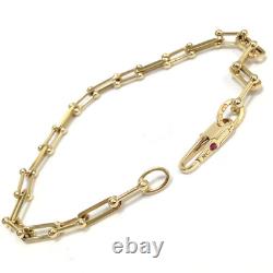 Roberto Coin 18k Yellow Gold Paperclip & Beaded-end Link Bracelet Ruby Clasp 8g