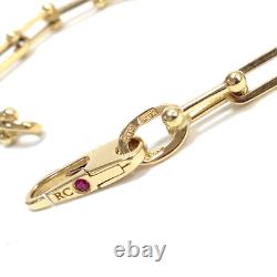 Roberto Coin 18k Yellow Gold Paperclip & Beaded-end Link Bracelet Ruby Clasp 8g