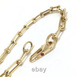 Roberto Coin 18k Yellow Gold Paperclip & Beaded-end Link Bracelet Ruby Clasp 8g
