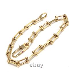 Roberto Coin 18k Yellow Gold Paperclip & Beaded-end Link Bracelet Ruby Clasp 8g
