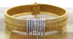 Roberto Coin 18k Yellow Gold Silk Weave 6 Row Pave Diamond Bracelet 7 L, 23.7G