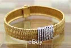 Roberto Coin 18k Yellow Gold Silk Weave 6 Row Pave Diamond Bracelet 7 L, 23.7G