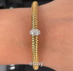 Roberto Coin 18k Yellow Gold With Diamond Station Flex Bracelet $2450