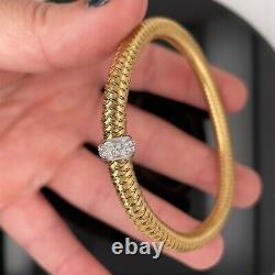 Roberto Coin 18k Yellow Gold With Diamond Station Flex Bracelet $2450