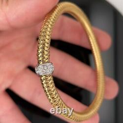 Roberto Coin 18k Yellow Gold With Diamond Station Flex Bracelet $2450