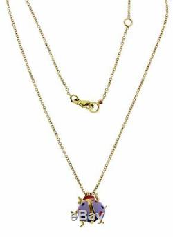 Roberto Coin 18k rose gold lilac enamel Ladybug necklace