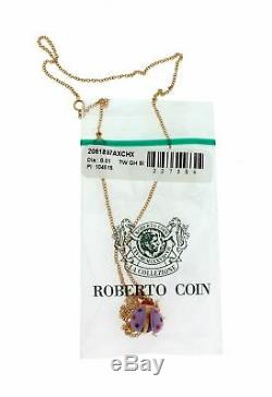 Roberto Coin 18k rose gold lilac enamel Ladybug necklace