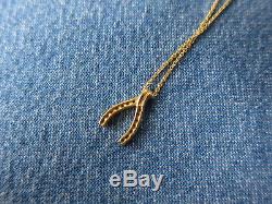 Roberto Coin 18k yellow Gold Diamond Wishbone Pendant Necklace 0.09tcw 16 Chain