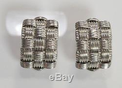 Roberto Coin 18kt White Gold Appassionata 3 row Woven Earrings