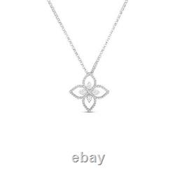 Roberto Coin 18kt white gold diamond Principessa Flower Necklace