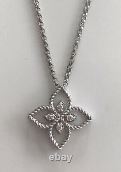 Roberto Coin 18kt white gold diamond Principessa Flower Necklace