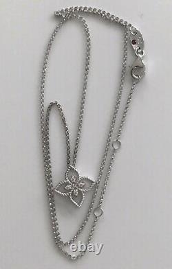 Roberto Coin 18kt white gold diamond Principessa Flower Necklace