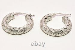 Roberto Coin 1 Woven Hoop Earrings in 18K White Gold