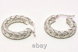 Roberto Coin 1 Woven Hoop Earrings in 18K White Gold