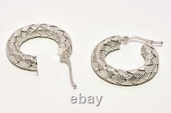 Roberto Coin 1 Woven Hoop Earrings in 18K White Gold