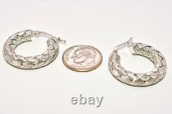 Roberto Coin 1 Woven Hoop Earrings in 18K White Gold