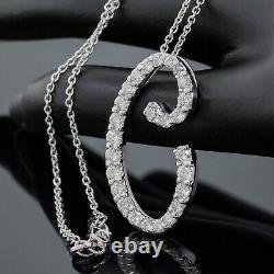 Roberto Coin 2.00TCW Diamond Cursive Script Initial C Necklace 18K White Gold