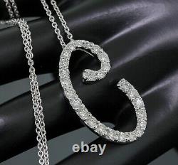 Roberto Coin 2.00TCW Diamond Cursive Script Initial C Necklace 18K White Gold