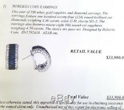 Roberto Coin 4.5ctw Diamond 4.5ct Sapphire 18K White Gold Earrings 34K Retail