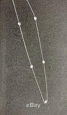 Roberto Coin 5 Diamonds By The Inch Station Necklace 18K White Gold 18KT 18