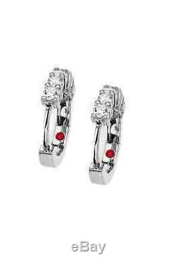Roberto Coin. 70 TCW 18k Gold Diamond Huggie Earrings with Signature Red Ruby