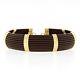 Roberto Coin Africa 18k Italian Yellow Gold & Brown Leather Cuff Bangle Bracelet