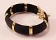 Roberto Coin Africa 18k Yellow Gold Blk Rubber 6-station Wide Cuff Bracelet