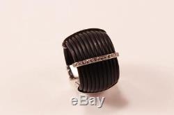 Roberto Coin Africa 18k Yellow Gold Diamond Black Rubber Wide Cuff Band Ring