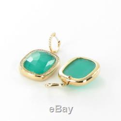 Roberto Coin Afrikan Jade Diamond Earrings 0.90cts Green Agate 18k Yellow Gold