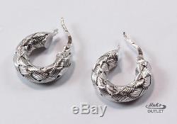 Roberto Coin Appassionata 18k White Gold Braided Thick Round Hoop Earrings